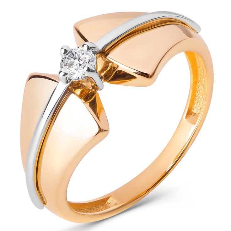 Кольцо, золото, фианит, 021011-1102